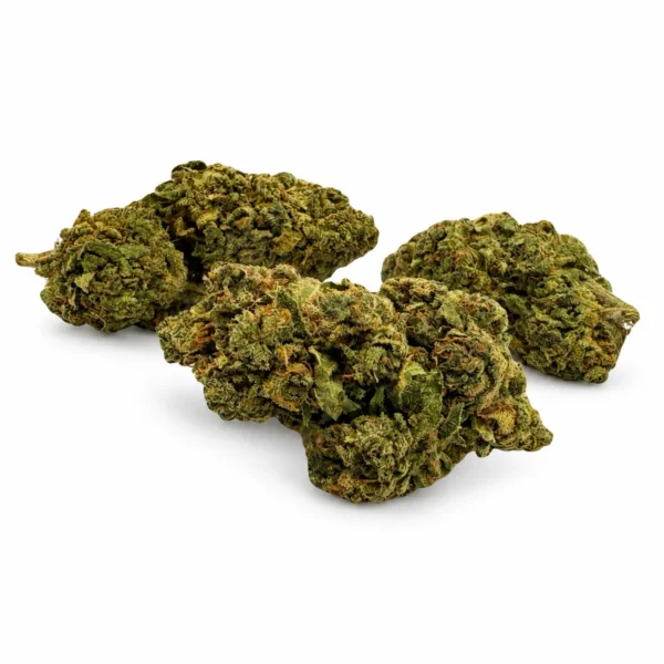 Têtes de fleur de chanvre enrichie Pineapple HCE sur fond blanc